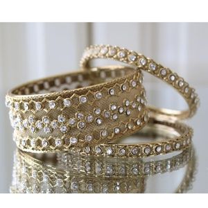Gold & Rhinestone Bangle Bracelets
